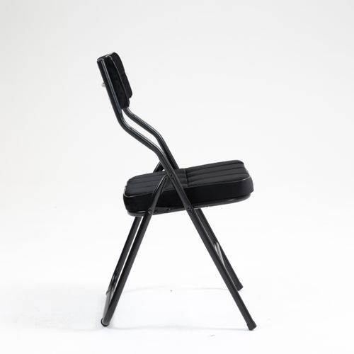 Lot De 2 Chaise Pliante, Assise Matelassée Et Dossier 110 Degrés, Structure Acier, Noire