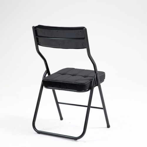 Lot De 2 Chaise Pliante, Assise Matelassée Et Dossier 110 Degrés, Structure Acier, Noire