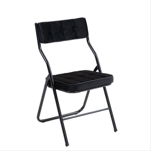 Lot De 2 Chaise Pliante, Assise Matelassée Et Dossier 110 Degrés, Structure Acier, Noire