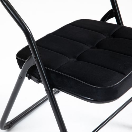 Lot De 2 Chaise Pliante, Assise Matelassée Et Dossier 110 Degrés, Structure Acier, Noire