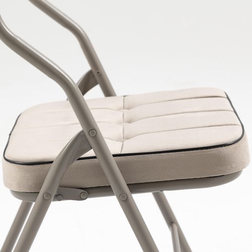Lot De 2 Chaise Pliante 2 Pièces 47x46x80cm, Assise Coussinée Et Dossier 110°, Métal, Kaki