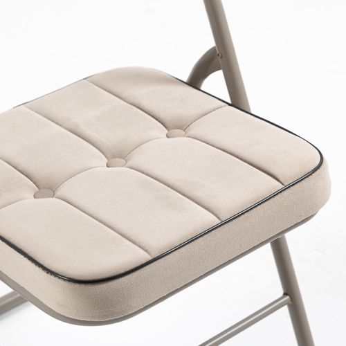 Lot De 2 Chaise Pliante 2 Pièces 47x46x80cm, Assise Coussinée Et Dossier 110°, Métal, Kaki
