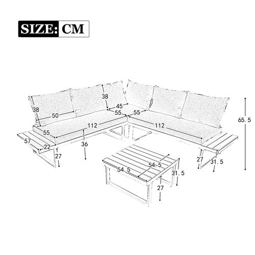 Salon De Jardin D'angle, Fonction Inclinable 5 Positions, Acier Galvanisé, Gris+noir+bois