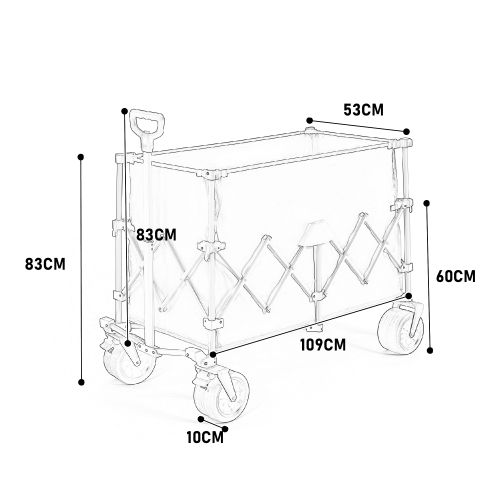 Chariot Pliant 109x53x83 Cm, Grande Capacité 300 L, Acier, Tissu Oxford 600d, Couleur Vert Armée