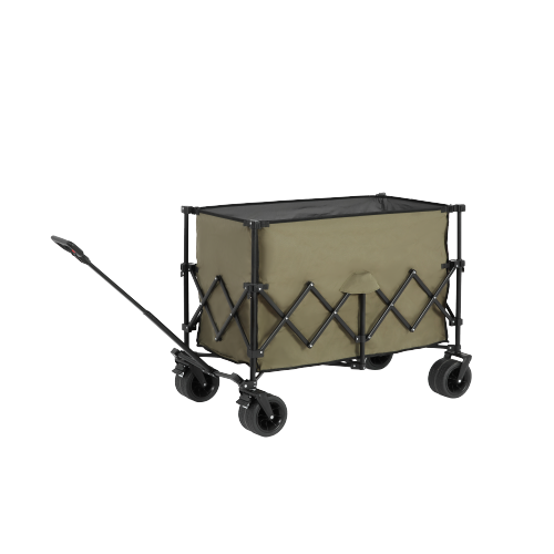 Chariot Pliant 109x53x83 Cm, Grande Capacité 300 L, Acier, Tissu Oxford 600d, Couleur Vert Armée