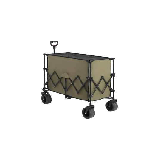 Chariot Pliant 109x53x83 Cm, Grande Capacité 300 L, Acier, Tissu Oxford 600d, Couleur Vert Armée