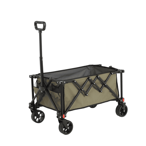 Chariot Pliant 77x48x45 Cm, Pliage Rapide Et Roues Tout Terrain, Acier, Vert Armée