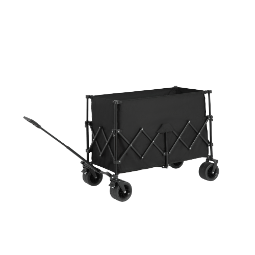 Chariot Pliant 109x53x83 Cm, Grande Capacité 300 L, Acier, Tissu Oxford, Couleur Noir