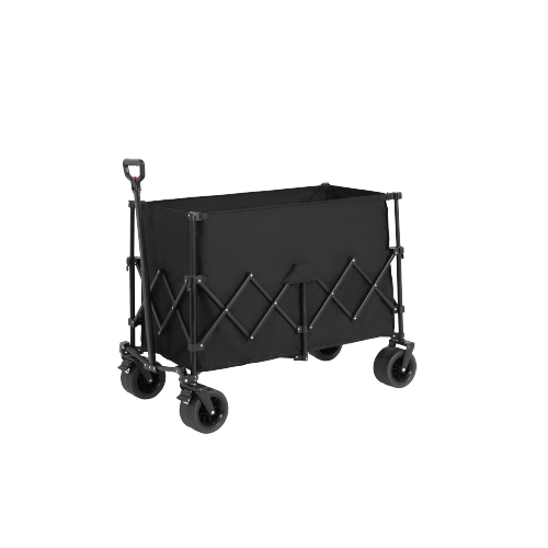 Chariot Pliant 109x53x83 Cm, Grande Capacité 300 L, Acier, Tissu Oxford, Couleur Noir
