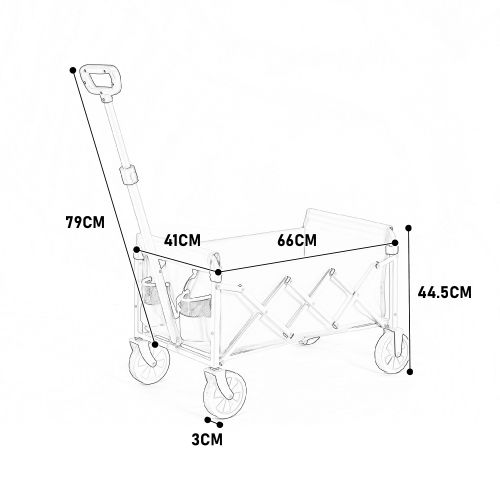 Chariot Pliant 66x41x44.5 Cm, Grande Capacité 70 L, Acier, Tissu Oxford, Couleur Bleu