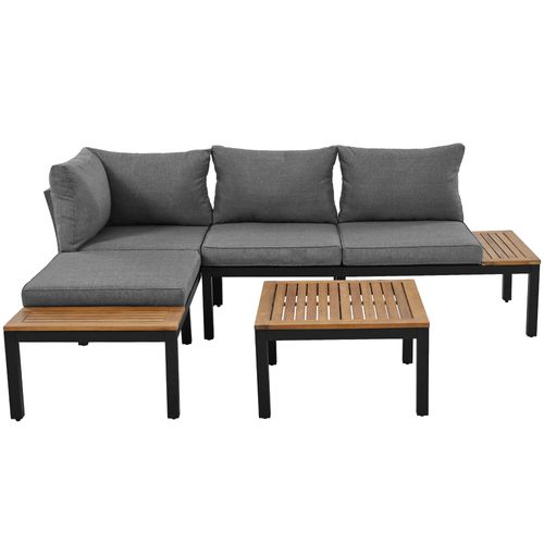 Salon De Jardin 3 Pieces, 2 Canapes 120x60x66 Cm, Acier Galvanise, Plateau , Gris