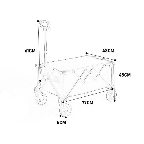 Chariot Pliant 77x48x45 Cm, Roues Amovibles, Pliage Rapide, Structure En Acier, Tissu 600d, Beige