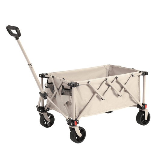 Chariot Pliant 77x48x45 Cm, Roues Amovibles, Pliage Rapide, Structure En Acier, Tissu 600d, Beige