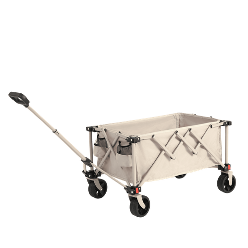 Chariot Pliant 77x48x45 Cm, Roues Amovibles, Pliage Rapide, Structure En Acier, Tissu 600d, Beige