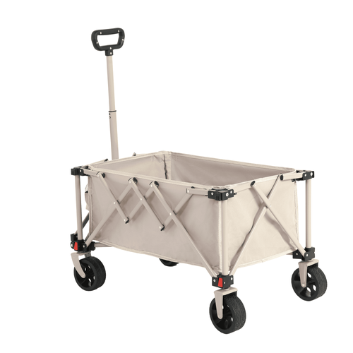 Chariot Pliant 77x48x45 Cm, Roues Amovibles, Pliage Rapide, Structure En Acier, Tissu 600d, Beige