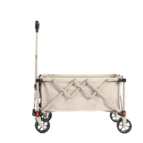 Chariot Pliant 77x48x45 Cm, Roues Amovibles, Pliage Rapide, Structure En Acier, Tissu 600d, Beige