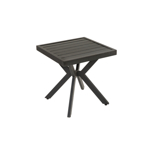 Bout De Canapé Carrée 45x45x47 Cm, Extérieur Antirouille, Aluminium, Couleur Brun Foncé