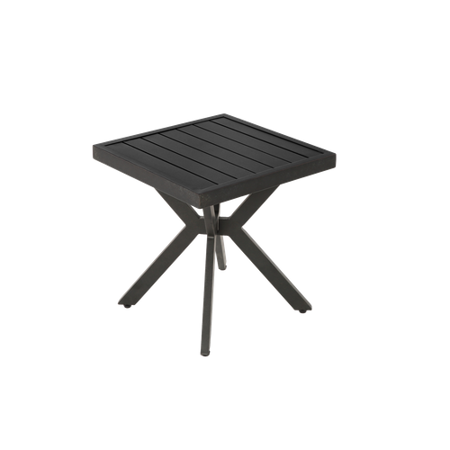 Bout De Canapé Carrée 45x45x47 Cm, Extérieur Antirouille, Aluminium, Couleur Brun Foncé