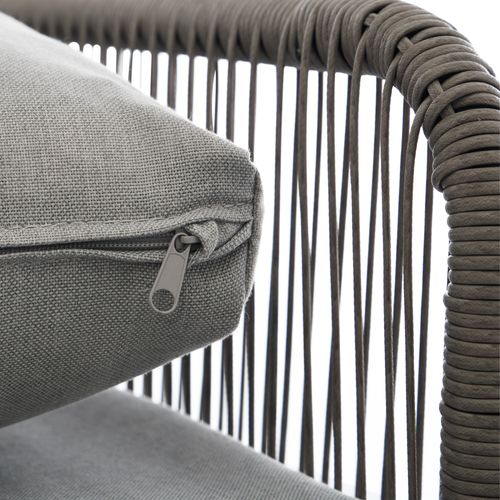 Salon De Jardin 4 Places, Canapé 2 Places Et 2 Fauteuils, Table Basse, Acier Galvanisé, Gris+noir