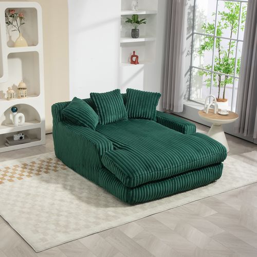 Canapé 155x125x63 Cm, Confort Ergonomique, 3 Coussins Et Assise Profonde, Velours Côtelé, Vert