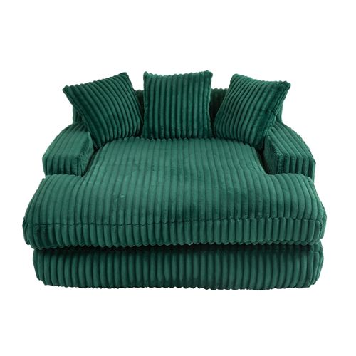 Canapé 155x125x63 Cm, Confort Ergonomique, 3 Coussins Et Assise Profonde, Velours Côtelé, Vert