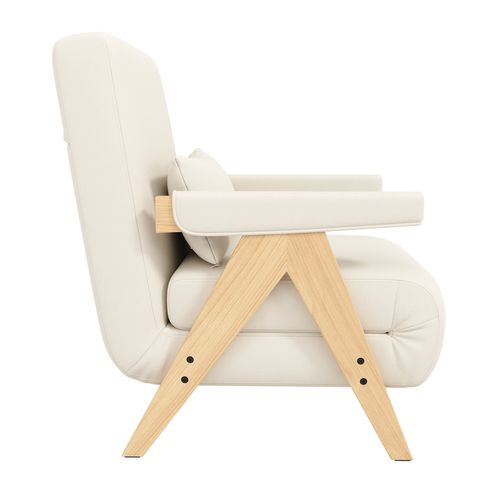 Fauteuil Convertible 64x60x87 Cm, 3 En 1 Dossier 6 Positions, Garnissage En Mousse, Lin, Beige