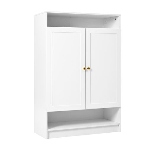 Meuble à Chaussures 73x34x109 Cm, 2 Portes, Étagères Réglables, Panneau De Particules, Blanc