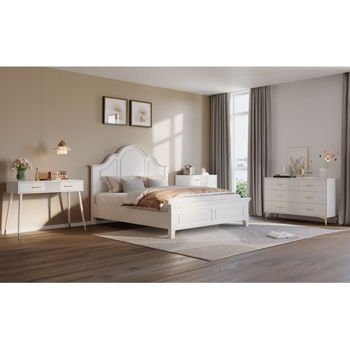 Coiffeuse, 2tiroirs, Design Simple,contreplaqué, Métal, Blanc