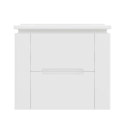 Meuble Salle De Bain 61x46x50 Cm, Avec Vasque Et LED Radar, 2 Tiroirs, Mdf Et Céramique, Blanc