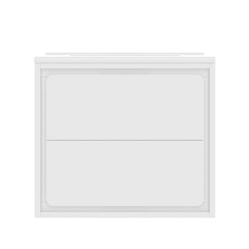 Meuble Vasque Suspendu 60x46x50 Cm, Éclairage Radar LED, 2 Tiroir, Mdf Et Céramique, Blanc