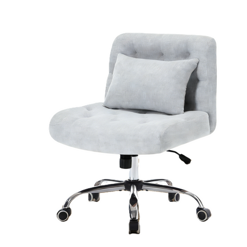 Fauteuil De Bureau Sans Accoudoirs, Assise Large Ergonomique, Lin, Gris Clair, Charge 160 Kg