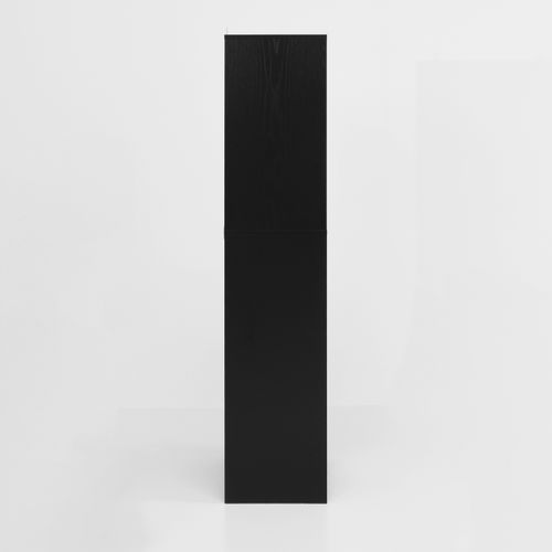 Bibliothèque Moderne 60x35x160 Cm, 1 Tiroir Et 2 Portes, Panneaux De Particules, Noir Et Blanc