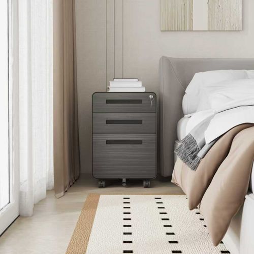 Caisson Mobile De Bureau Avec 3 Tiroirs, 46x40x58 Cm, Verrouillable, Métal, Noir