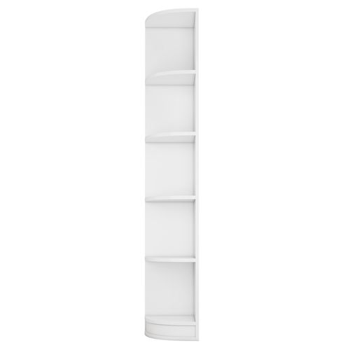 Bibliothèque D'angle 30x30x180 Cm, Design Triangulaire Gain De Place, 5 Étagères, Mdf, Blanc