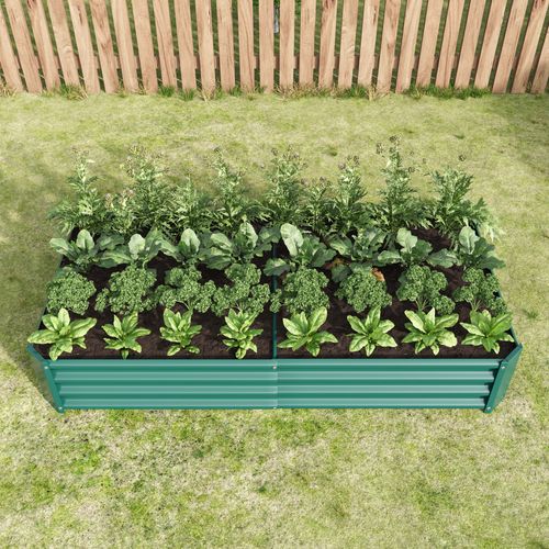 Pot De Fleurs 180x90x30 Cm, Jardinière, Sans Fond, Revêtement Galvanisé, Acier Ondulé, Vert