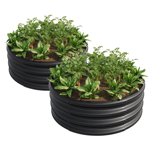 Lot De 2 Pots De Fleurs Ovales 182,88x91,44x30,48 Cm, Robuste, Durable, Acier Galvanisé, Argenté