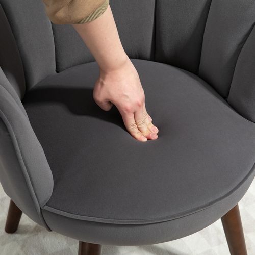 Chaise Lotus 66x66x78,5 Cm Vintage Glamour Assise Moelleuse Polyester Pieds Bois Gris Foncé