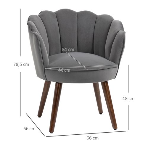 Chaise Lotus 66x66x78,5 Cm Vintage Glamour Assise Moelleuse Polyester Pieds Bois Gris Foncé