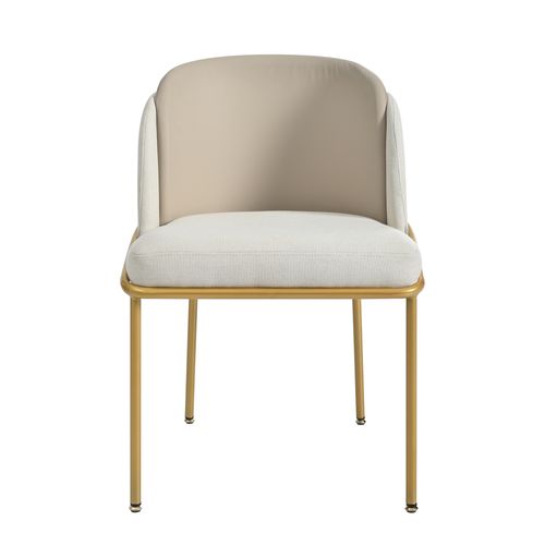 Lot De 2 Chaises 55x55x85 Cm, Pieds Inclinés Réglables, Métal Et Bois, Lin, Beige+doré