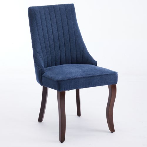 Lot De 2 Chaises De Salle à Manger 64x50x95,5 Cm, Dossier Haut, Assise En Chenille, Couleur Bleu