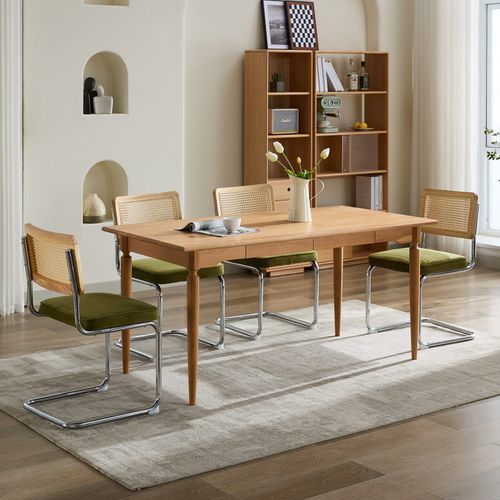 Lot De 2 Chaises Cantilever 59x47x81 Cm, Dossier En Rotin , Aspect Artistique, Velours Vert Olive