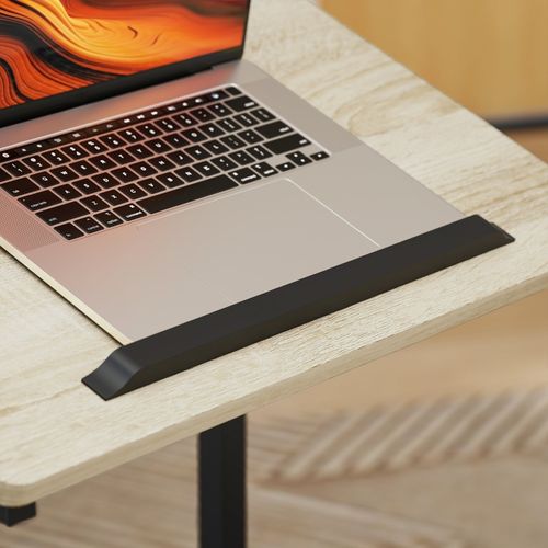 Table D'appoint En C 55x36 Cm, Hauteur Réglable 62,5-82,5 Cm, Plateau Inclinable, Bois, Noir+bois