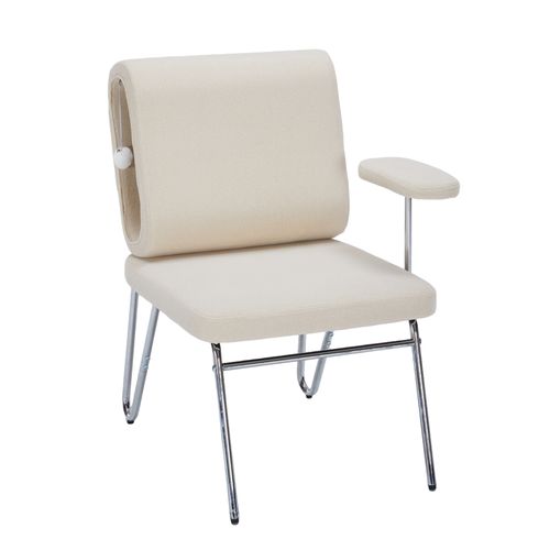 Fauteuil De Bureau 77x70x89 Cm, Niche Pour Chat Intégrée, Tissu, Acier Et Bois, Beige