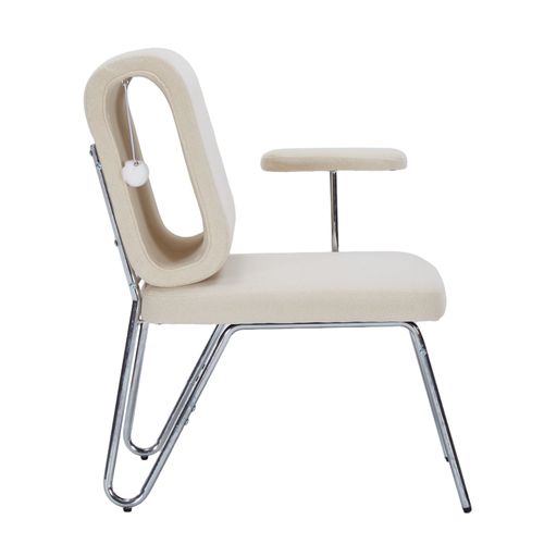 Fauteuil De Bureau 77x70x89 Cm, Niche Pour Chat Intégrée, Tissu, Acier Et Bois, Beige