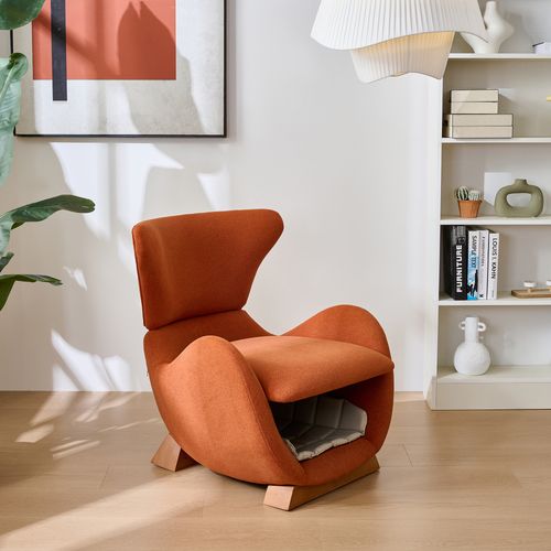 Fauteuil Lounge 66x55x76 Cm, Niche Pour Animal Intégrée, Tissu Résistant, Bois, Rouge Brique