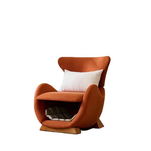 Fauteuil Lounge 66x55x76 Cm, Niche Pour Animal Intégrée, Tissu Résistant, Bois, Rouge Brique