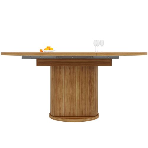 Table à Manger 158x118x76,8cm, Plateau Extensible, 2 Portes Coulissantes, Mdf, Bois Foncé