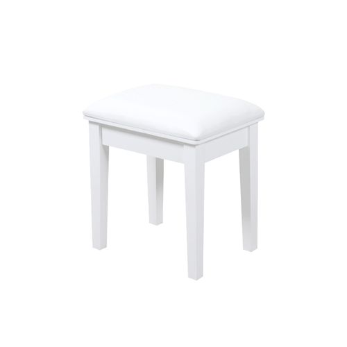 Tabouret Coiffeuse 41x31x44 Cm, Assise Confortable, Sans Dossie, Bois, Pu, Couleur Blanc