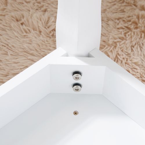 Tabouret De Coiffeuse 43x33x455 Cm, Assise Confort, Sans Dossier, Bois, Pu, Blanc