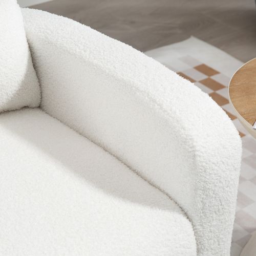 Fauteuil 76x74x89, Fauteuil Fixe, Pieds En Bois, Design Simple, Polyester, Mousse, Blanc